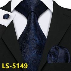 Color: LS-5149 Pocket Square Wedding, Men Ties, Ascot Ties, Blue Necktie, Necktie Set, Mens Silk Ties, King Fashion, Red Wedding Dresses, Tie For Men