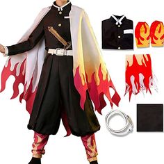 More Demon Slayer styles on the link!🔥🔥 Nezuko Cosplay, Rengoku Kyoujurou, Anime Kimono, Kimono Outfit, Dressup Party, Christmas Party Outfits, Party Kleidung, Fancy Dress For Kids, Anime Costumes