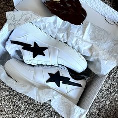 New- Worn Once. Bape Sta M1 White Black Shoes. Item No: 1g20191010 Size: 10.5 Men’s Bought Off A Bathing Ape Website New. Extra Laces In Box. Selling On Stock X For $450+ Bathing Ape Shoes, Ape Shoes, White Black Shoes, Bape Sta, Ape Bape, Bathing Ape, A Bathing Ape, Mens Shoes Sneakers, Black Shoes