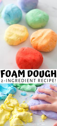 homemade foam dough recipe for kids to make with the help of their hands and fingers