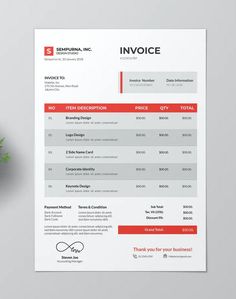 an invoice is shown next to a plant