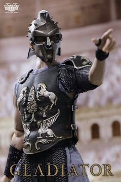 a close up of a statue of gladiator