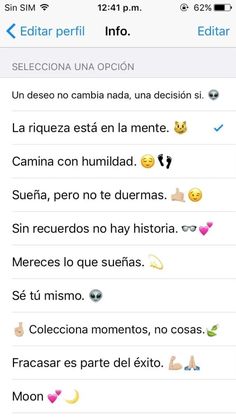 an iphone screen showing the spanish language and english text on it, with different emoticions