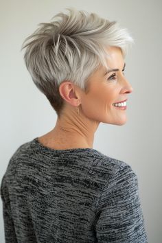 3. Long Pixie with Side Part - Pixie Hairstyles For Women Over 50 - Pixie Hairstyles For Women Over 50 Boots For Women Over 50, Silver Haircut, Sandy Hair, Out Hairstyles, Pixie Haircut Styles, Funny Pick, Hairstyles For Women Over 50