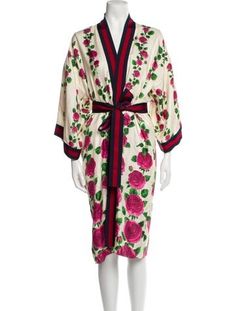 Gucci Silk Floral RobeBy Alessandro MicheleNeutralsSylvie Web AccentSash-Tie Closure at FrontFit:Loungewear by Gucci typically fit true to size. Gucci Kimono, Look Kimono, Kimono Online, Lamb Jacket, Dark Brown Leather Jacket, Gucci Dresses, Silk Cocktail Dress, Gilet Long, Gucci Gucci