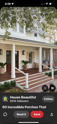 a house with porches and stairs on the front