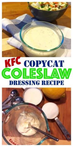 collage of photos showing different types of coleslaw in bowls and spoons