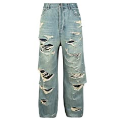 Distressed Double Layer Baggy Ripped Jeans Baggy Ripped Jeans, Denim Pants Mens, Oversized Jeans, Baggy Denim, Mens Fashion Streetwear, Y2k Jeans, Mens Pants Fashion, Men Fits, Fashion Streetwear