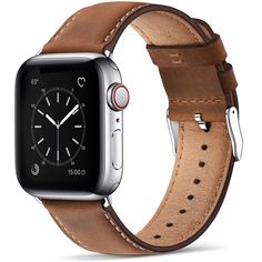 PRICES MAY VARY. Premium Leather: The SUNFWR retro leather wristband is crafted from top-grain genuine leather, providing a soft, breathable, sweat-absorbent, and skin-friendly material. It's anti-slip and comfortable to wear, making it a versatile accessory that complements both casual and formal attire. Safe & Sturdy: Our leather apple watch band is built to last, thanks to its high-quality stainless steel buckles and adapters, meticulous stitching, and oil-sealed edges. These features ensure Leather Apple Watch Band, Apple Watch 42mm, Bracelet Apple Watch, Leather Wristbands, Apple Watch Bands Leather, Apple Watch Models, Coffee Colour, Formal Attire, Apple Watch Band