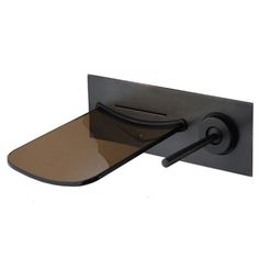 an image of a black towel rack with glass holder on it's back end