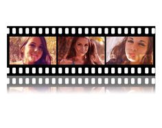 three women are smiling and making funny faces on a film strip that is being used as a backdrop