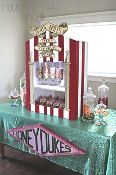 there is a candy bar set up on the table