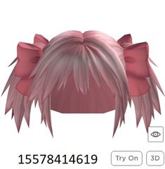 an anime character with pink hair and bows on her head