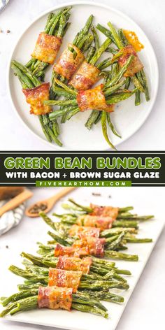 Serve these fresh green bean bundles with bacon! Finished with a brown sugar glaze, these bacon-wrapped green beans are a Thanksgiving side dish to impress. Save this Thanksgiving dinner recipe! Green Bean Bundles With Bacon, Bacon Wrapped Green Bean Bundles, Green Bean Side Dish Recipes, Green Bean Bundles, Easter Side Dishes Recipes, Bacon Wrapped Green Beans, Cottage Recipes