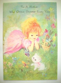 Mother's Day sweeter every year glitter vintage greeting card unused *A12 | eBay Wedding Gift Wrapping, Thanks A Lot, Paper Stuff, Print Greeting Cards, Mother's Day Greeting Cards, Decoupage Vintage, Vintage Card, Classic Card, Pastel Wedding