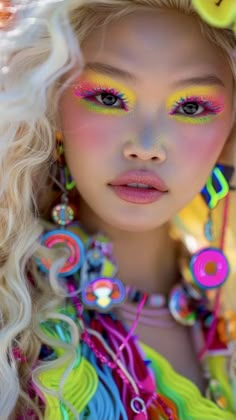 Color Pop Photography, Clowns Dolls, Styling Colors, Fairy Face, 60s Makeup, Eye Makeup Images, Avant Garde Hair, Unicorn Makeup