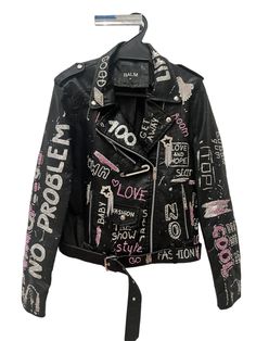 Denim Diy Projects, Rock Baby Clothes, Punk Leather Jacket, Battle Jackets, Painted Leather Jacket, Battle Jacket, Rock Baby, Denim Diy, Custom Jacket