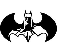 the batman symbol is shown in black and white, with an open - mouthed bat on it