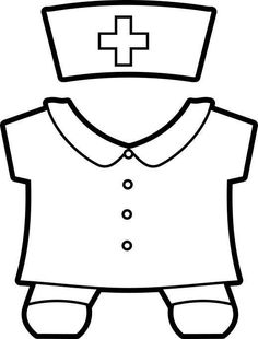 a black and white drawing of a nurse's uniform with a cross on the chest