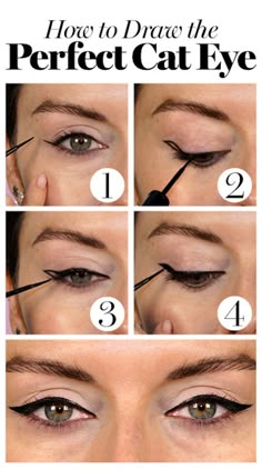 Eyeliner Tricks, Cat Eye Makeup Tutorial, Dramatic Cat, Teknik Makeup, Perfect Cat Eye