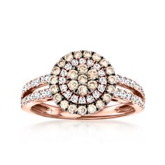 LeVian - Le Vian .90ct t. w. Chocolate, Vanilla Diamond Ring in 14kt Strawberry Gold. Size 7. With a rich history dating back to the 15th century, Le Vian jewelry is well known for its decadent designs and innovative use of color. Sultry sparkle emanates from this chic concentric circle ring, featuring .90 ct. t. w. round brilliant-cut brown and white diamonds in polished 14kt rose gold. Black rhodium. 3/8" wide. Le Vian white and brown diamond ring. Diamond birthstones are the perfect gift for Le Vian Jewelry, Brown Diamond Ring, Levian Jewelry, Diamond Birthstone, Fine Jewelery, Le Vian, Circle Ring, Jewelry Rings Diamond, Brown Diamond