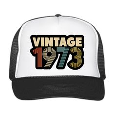 Vintage 1973 Retro Style Trucker Hat // 1973 // Unbeatable Quality and Price // Fifty // Birthday Celebration // Big 50 Custom one size fits most traditional old school trucker hats. Adjustable snapback Vintage Trucker Hat With Letter Print And Curved Brim, Vintage Trucker Hat With Letter Print, Vintage 5-panel Trucker Hat With Letter Print, Vintage Adjustable Trucker Hat With Letter Print, Vintage Letter Print Trucker Hat, Retro Flat Brim Hat With Letter Print, Vintage Snapback Hat With Letter Print, Vintage Black Snapback Hat With Letter Print, Retro 5-panel Hat With Letter Print