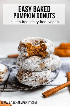 these easy baked pumpkin donuts are gluten - free, dairy - free and vegan