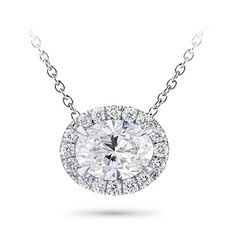 This halo pendant setting is stunning and can be set with an oval cut center diamond of your choice from 0,20-5.0ct. This pendant features approx. 18 G-H VS diamonds at approx. 0.20cttw. Metal options are 14k and 18k white and yellow gold, 18k rose, or platinum and includes a 16 chain Luxury Oval Necklaces With Halo Setting, Luxury Oval Necklaces With Halo Design, Luxury Oval Pendant Necklace, Luxury Oval Pendant Necklace For Women, Luxury Jewelry With Complimentary Oval Pendant, Luxury Faceted Oval Pendant Jewelry, Diamond White Oval Necklace With Halo Design, Oval Diamond Necklace With Halo Setting, White Oval Halo Setting Necklace