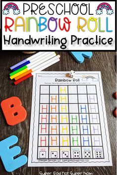 rainbow roll handwriting practice for preschool and pre - school students to practice their handwriting skills