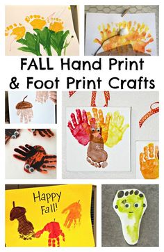 fall hand print and foot print crafts for kids