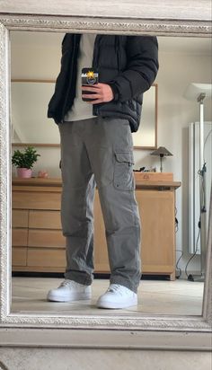 Simple Techwear Outfit, Grey Cargo Outfit Men, Summer Layers Outfit Men, Mens Comfy Outfits Aesthetic, Gray Cargo Outfit, Boys Cargo Pants Outfits, Grey Cargo Pants Outfit Men, Grey Cargos Outfit, Gray Cargo Pants Outfit