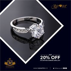 a diamond ring with diamonds on it and the words 20 % off written in gold