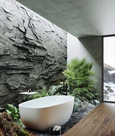 Marvels bathroom decor Natural Bathroom Design, Natural Bedroom, Natural Bathroom, Bathroom Design Inspiration, Rock Wall