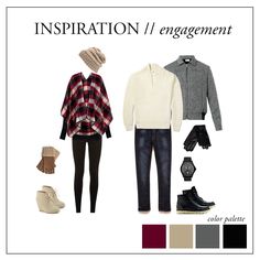 an image of some clothes and accessories for the winter fashion season, including sweaters