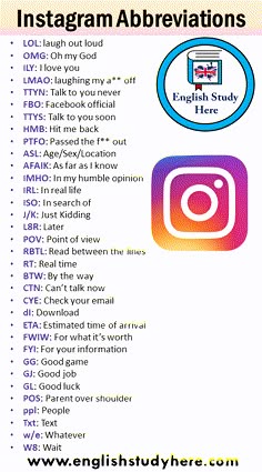 an instagram ad with the words instagram abbreviations