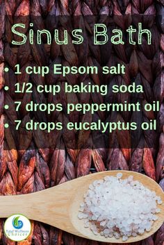 Essential Oils Sinus, Sinus Headache Relief, Bath Soak Recipe, Oils For Sinus, Natural Asthma Remedies, Detox Kur, Sinus Headache, Sick Remedies, Essential Oil Diffuser Blends Recipes