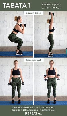 a woman doing squat exercises with dumbbells