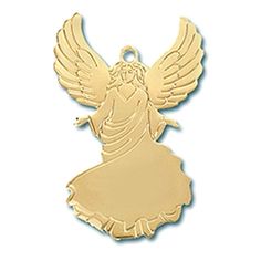 a gold angel ornament on a white background