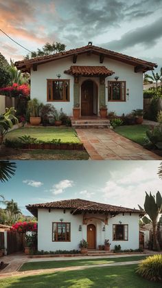 two different shots of a house in the same photo