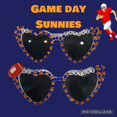 Are you Game Day ready? These bedazzled sunglasses are the perfect accessory for the ultimate fan. All colleges can be made. Please specify your desired school and sports embellishment in the Notes section. Once an order has been placed, I'll get to work right away. Please message me with any questions. I look forward to making your special sunglasses. Letter B Sunglasses, Bedazzled Sunglasses, Bed Party, Tampa Fl, Eyewear Sunglasses, Game Day, Sunglasses Accessories, Tampa, Make It Yourself