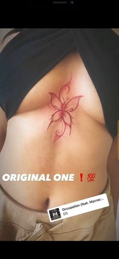 an image of a woman's stomach with a flower tattoo on the side and words that read, original one