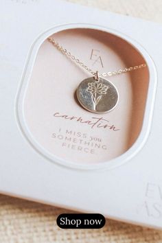 Are you searching for a unqiue sympathy gifts for grieving friends, but can't find anything that is simple and has a beautiful message? Then my Carnation Necklace is the answer your looking for. This delicate gold necklace for grieving freinds and people healing from losing a loved one can also come in sterling silver. Sometimes, when you don't know what to say to a grieving friend, giving a gift is easier. Follow my account for more dainty jewelry and unique sympathy gifts. Inspirational Everyday Hypoallergenic Jewelry, Inspirational Hypoallergenic Everyday Jewelry, Everyday Inspirational Hypoallergenic Jewelry, Tarnish Resistant Dainty Jewelry For Friendship, Dainty Tarnish-resistant Jewelry For Friendship, Meaningful Hypoallergenic Sterling Silver Jewelry, Tarnish Resistant Sterling Silver Jewelry For Mom, Spiritual Jewelry For Friendship And Mother's Day, Dainty Hand Stamped Jewelry As Gift For Mom