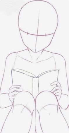 a drawing of a person reading a book