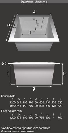 an image of a bathtub with measurements for the size and width, as shown in this