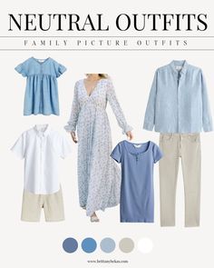 an advertisement for neutral outfits with four different colors