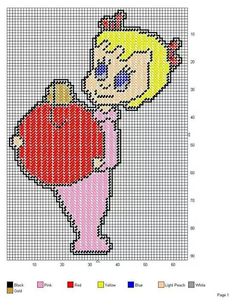 a cartoon character with a heart on it's chest is shown in the cross stitch pattern