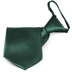 This pre-tied hunter green zipper tie is an easy alternative to a standard-style necktie. A zipper in the tie tail expands the collar to fit over the head and tighten back to your neck size. It is made from a heavyweight woven material with slight ribbing. Choose from a standard men's 20-inch length or shorter 17-inch length. We recommend this shade for a dark green color. Product Features • Available in two sizes, measured from the top of the knot to the tip of the tie: • Standard men's 20" len