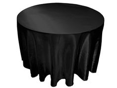 a round table with black cloth on it