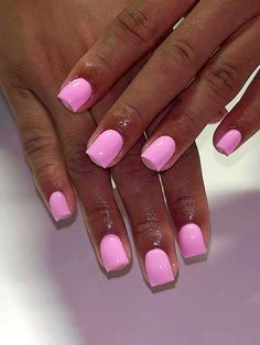 Baby Pink  Collar   Plain Bare Nails Embellished   Nail,Hand & Foot Care Nails One Color Simple, Pink Short Nails Acrylic, Solid Pink Nails, Acrylic Overlay Nails, Pink Short Nails, Bubblegum Pink Nails, Bare Nails, Short French, Pink Plain