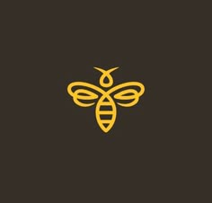 a bee logo on a black background